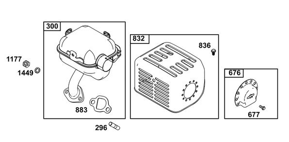 Exhaust Group Diagram and Parts List for 130G32-0166-H5 100000 - 19Z999 Briggs and Stratton Engine